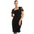 thumbnail image 3 of June & Vie Women's Plus Size Square-Neck Lace Midi Dress, 3 of 6