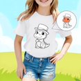 thumbnail image 2 of Rovga T-Shirt pour Filles 3-4 Ans Graphique Dessin Animé Col Rond T-Shirt Imprimé Dessin Animé Manches Courtes Coupe Décontractée Usage Quotidien Vert, 2 of 4