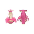 thumbnail image 5 of BLISSFUL STEP Women's Heels Bow Block Heel Ankle Strap Open Toe Sandals Hot Pink 10, 5 of 6