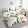 thumbnail image 3 of Feelyou Cute Fox Raccoon Bedding Comforter Set 7 Pieces,Kawaii Cartoon Animal Full Bedding Set, Teens Kids Girls Boys Reversible Fitted Sheet Flat Sheet, Breathable Home Decor, 3 of 7