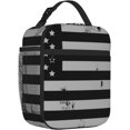 thumbnail image 2 of Insulated Lunch Bag Vintage Retro Black American Flag Reusable Lunch Box for Office Picnic Hiking Beach Tote Bag Organizer with Adjustable Shoulder Strap, 2 of 6