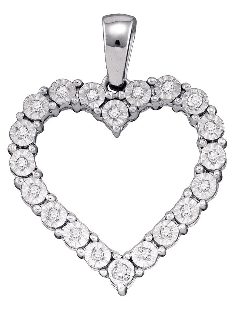 Macey Worldwide Jewelry - 10K White Gold Precious Diamond Heart ...