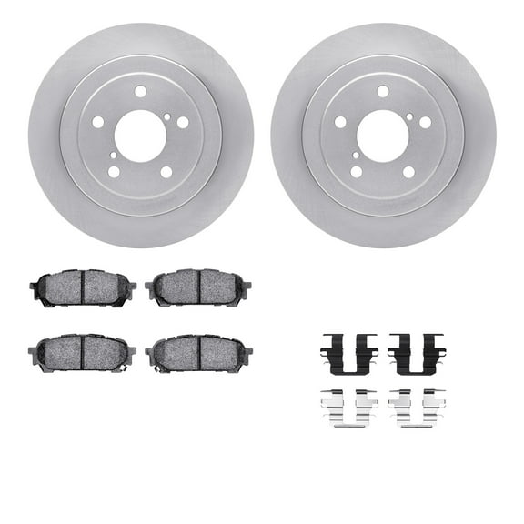 Dynamic Friction Company Rear Brake Rotors with 5000 Euro Ceramic Brake Pads includes Hardware 6612-13003