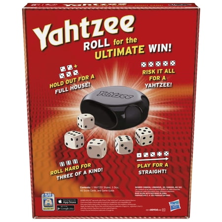 YAHTZEE CLASSIC, DICE GAME FOR 2 AND UP PLAYERS, INCLUDES SHAKER AND DICE, AGES 8+