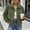 Army Green, variant on Women's Cropped Corduroy Button Jacket, Turn‑Down Point Collar, Button‑Front, Loose‑Fit Long Sleeves, Boxy Silhouette, Retro Hangout‑Style Outerwear Black S