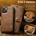 thumbnail image 2 of For iPhone 13 DG.MING Crazy Horse Texture Detachable Magnetic Leather Phone Case,Brown,For iPhone 13, 2 of 9