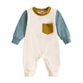 thumbnail image 4 of CAICJ98 Baby Boy Fall Winter Clothes Infant Baby Boy Color Block Long Sleeve Romper Jumpsuit Playsuit One Piece Outfit (Blue,0-3 Months), 4 of 5