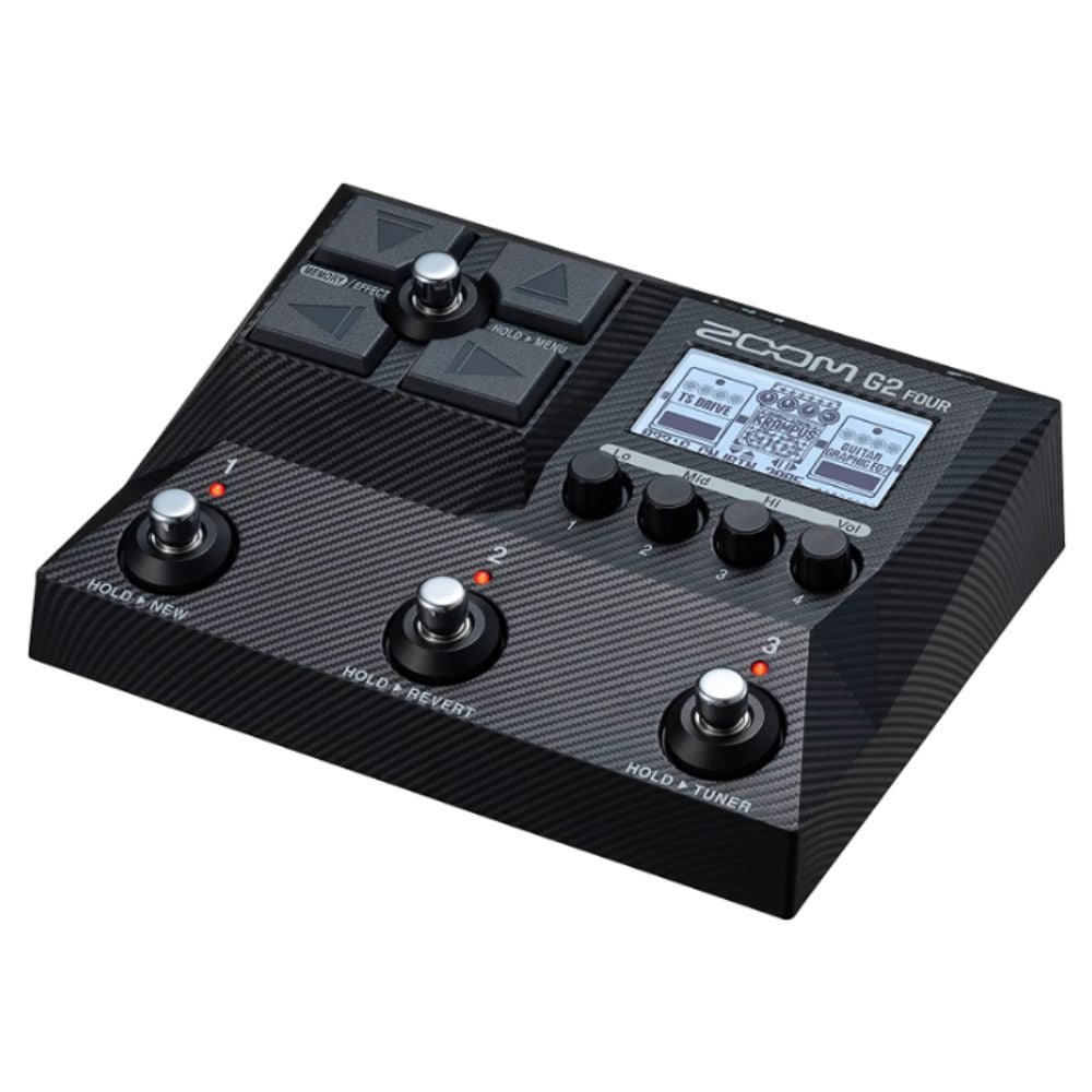 Zoom G2 Four Multi-Effect Guitar Pedal Bundle with Zoom AD-16 9V Power Adapter, Polsen HPC-A30-MK2 Headphones, and 10' Instrument Cable