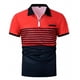 thumbnail image 3 of Ceisia Men's Color-Blocked Striped Zip-Up Short Sleeve Polo Shirt Casual Summer Top Red L Gifts, 3 of 8