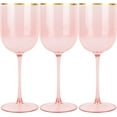 thumbnail image 2 of (15 PACK) EcoQuality Translucent Plastic Pink Wine Glasses with Gold Rim - 12 oz Wine Cups with Stem, Disposable Shatterproof Wine Goblets, Reusable, Elegant Drink Cup Tumblers Weddings, Party, 2 of 3