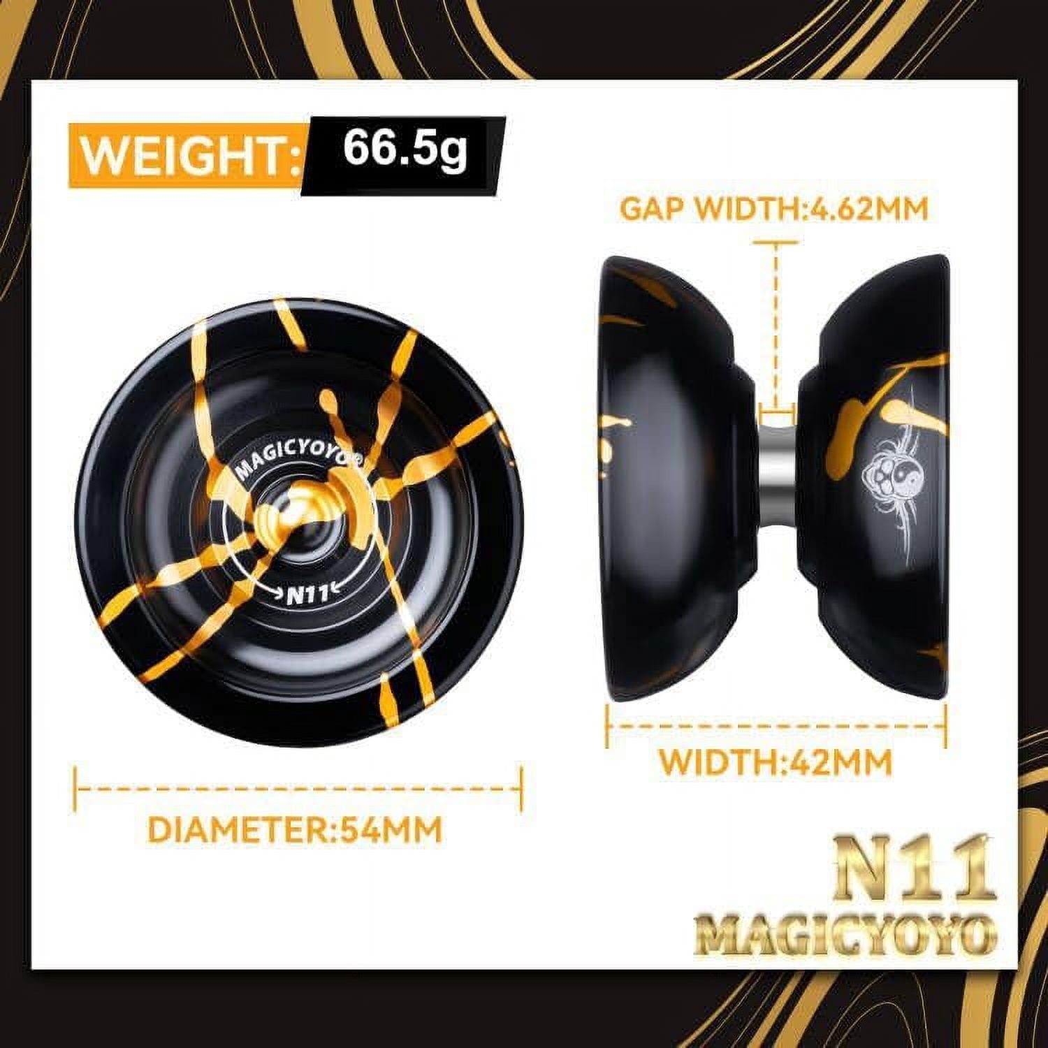 MAGICYOYO Professional Yoyo N11,  Dual Purpose Yoyo for Kids and Advanced (Black with Golden)