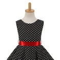 thumbnail image 3 of Girls Summer Dress Polka Dot Vintage Sleeveless Flared A-line Swing Dress Kids Children Birthday Picnic Party Wedding Dress 4-12 Years Black 5-6 Years, 3 of 5