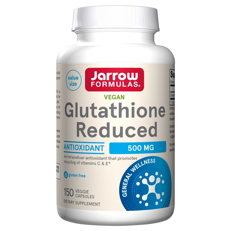 Jarrow Formulas Vegan Glutathione Reduced Supplement, 500 mg, 150 Veggie  Capsules