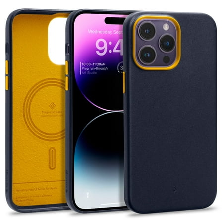 iPhone 14 Pro Max (2022) Case | Caseology [Nano Pop Mag LE] Vegan Leather Case - Blueberry Navy