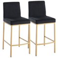 thumbnail image 2 of Set of 2 Contemporary Velvet & Metal 26'' Counter Stool in Black & Gold Leg, 2 of 5