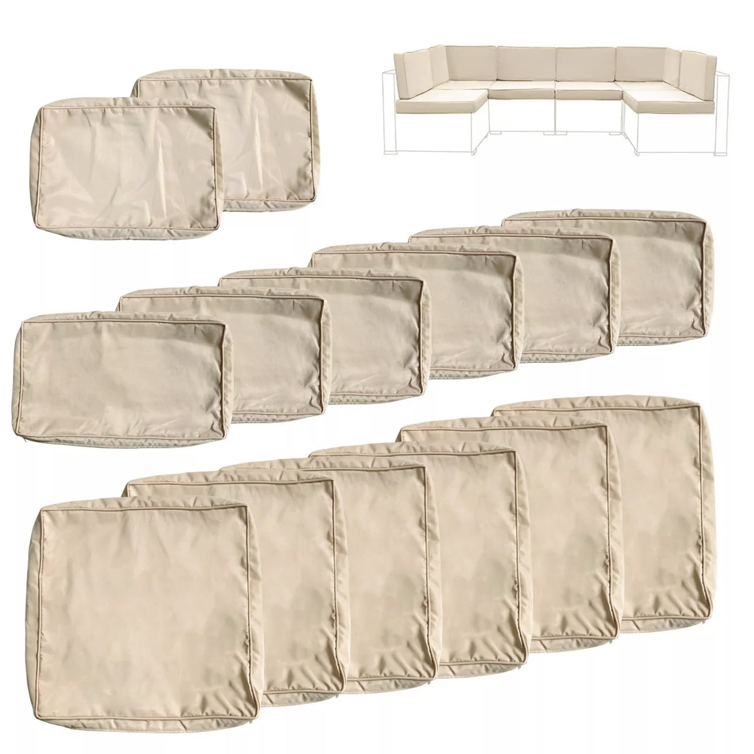 FKS LIFE Outdoor Cushion Slipcovers 25x25x3.15 inches Patio Cushion Covers Splash Proof Water with Zipper Furniture Cushion Cover