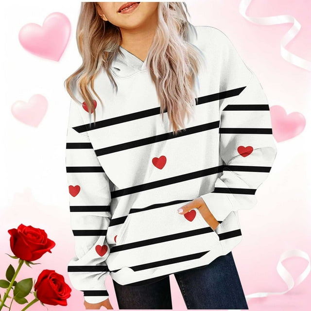 Cowsor Sweat à Capuche pour Enfants / Manches Longues Imprimé Col Rond / Tissu Extensible Doux / Tenue Décontractée Chaude pour École Quotidienne / Garçons Filles 2-14 Ans