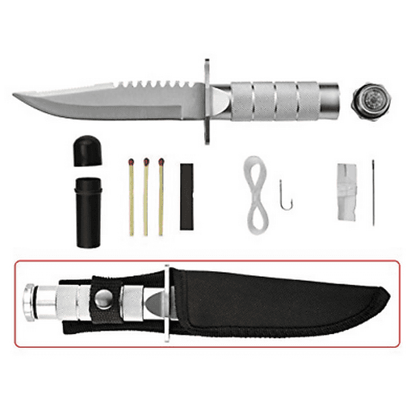 Stainless Steel Survival Knife 8" Hunting Survival Kit with Compass