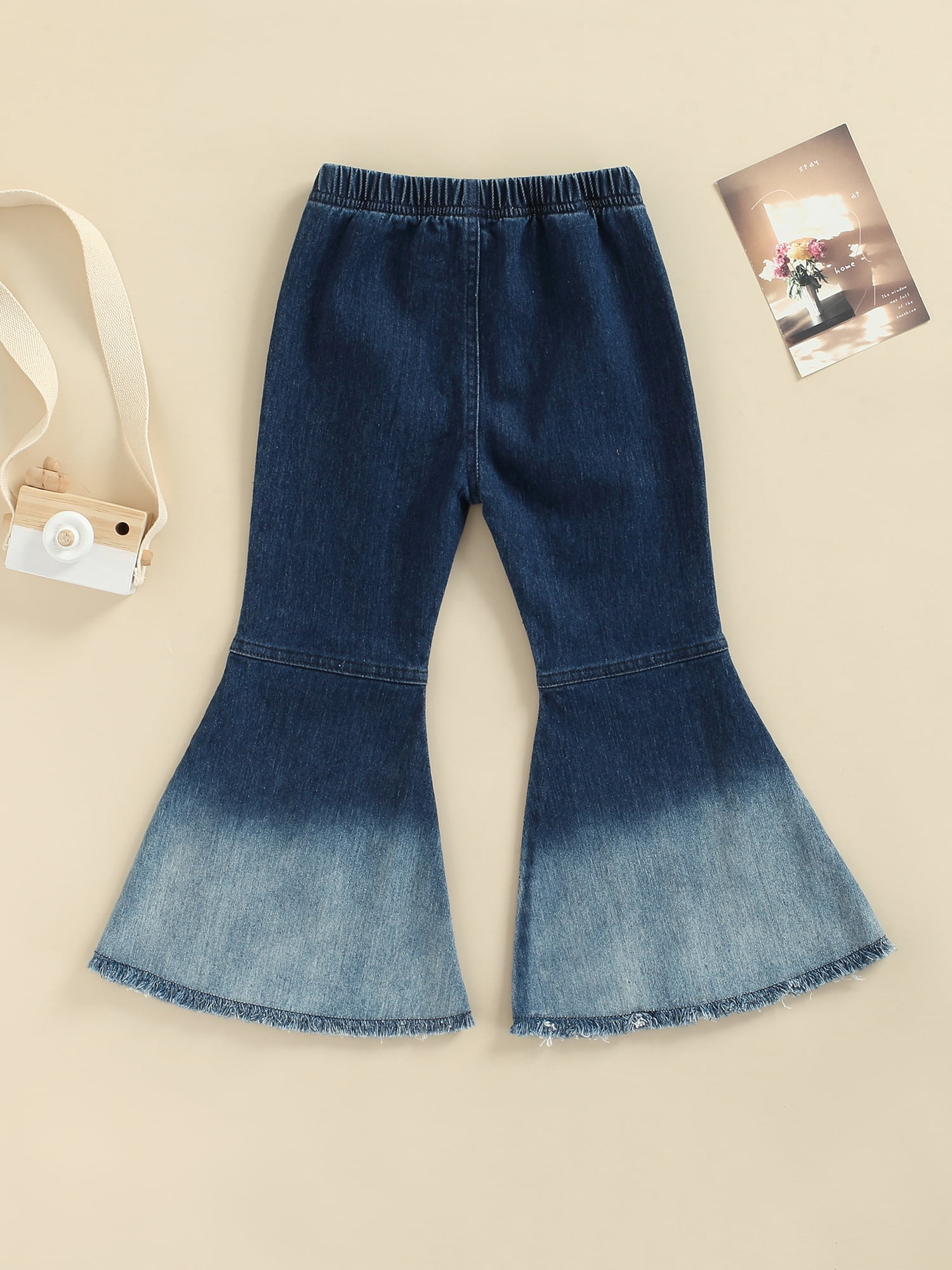 Specialcal Toddler Little Kid Girls Denim Jeans Bell Bottom Flare Pants Leggings Trousers 5-6Y, Light Blue 