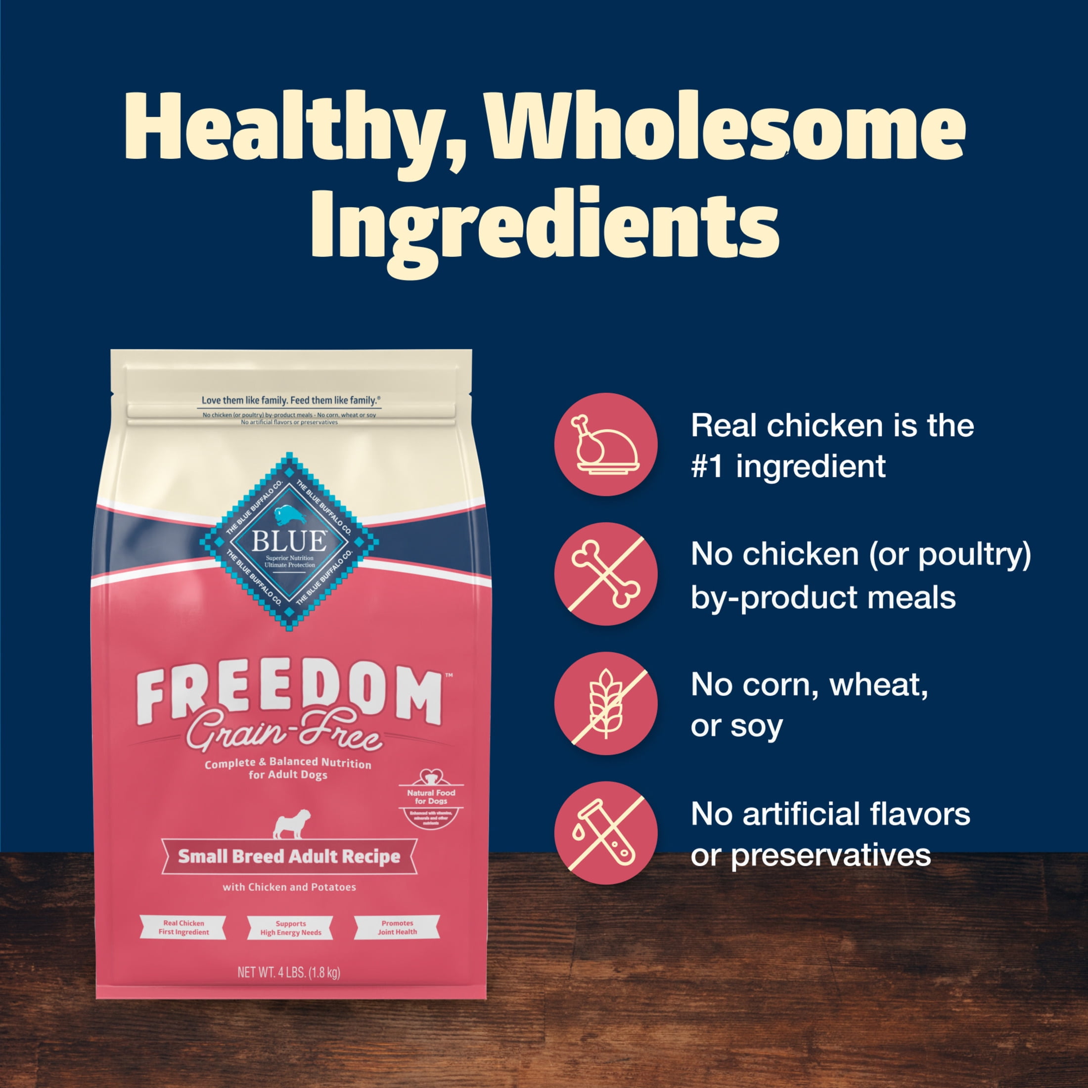 Blue Buffalo Freedom Grain-Free Small Breed Adult Dry Dog Food, Chicken & Potatoes, 4 lbs.