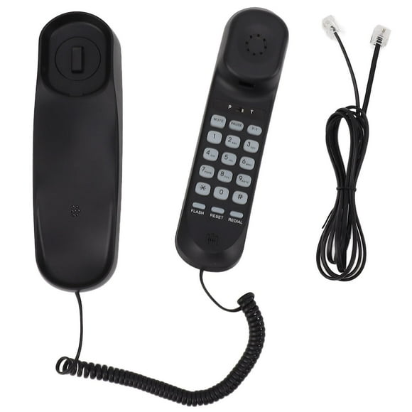 Corded Phone Multifunctional Clear Sound Adjustable Volume Wall Mountable Landline Telephone for Home Hotel Office Black