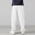 thumbnail image 5 of Kids Lightweight Loose Straight Pants, Boys Drawstring Waist Breathable Casual School Trousers for Outdoor Sports White Slim Leg Dress Pants for Kids 5-6Y, 5 of 8