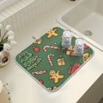 thumbnail image 4 of Yayeee Dish Drying Mat for Kitchen Counter 16" x 18" Microfiber Super Absorbent Coffee Decorative Pad, Yellow Christmas Gingerbread, 4 of 9