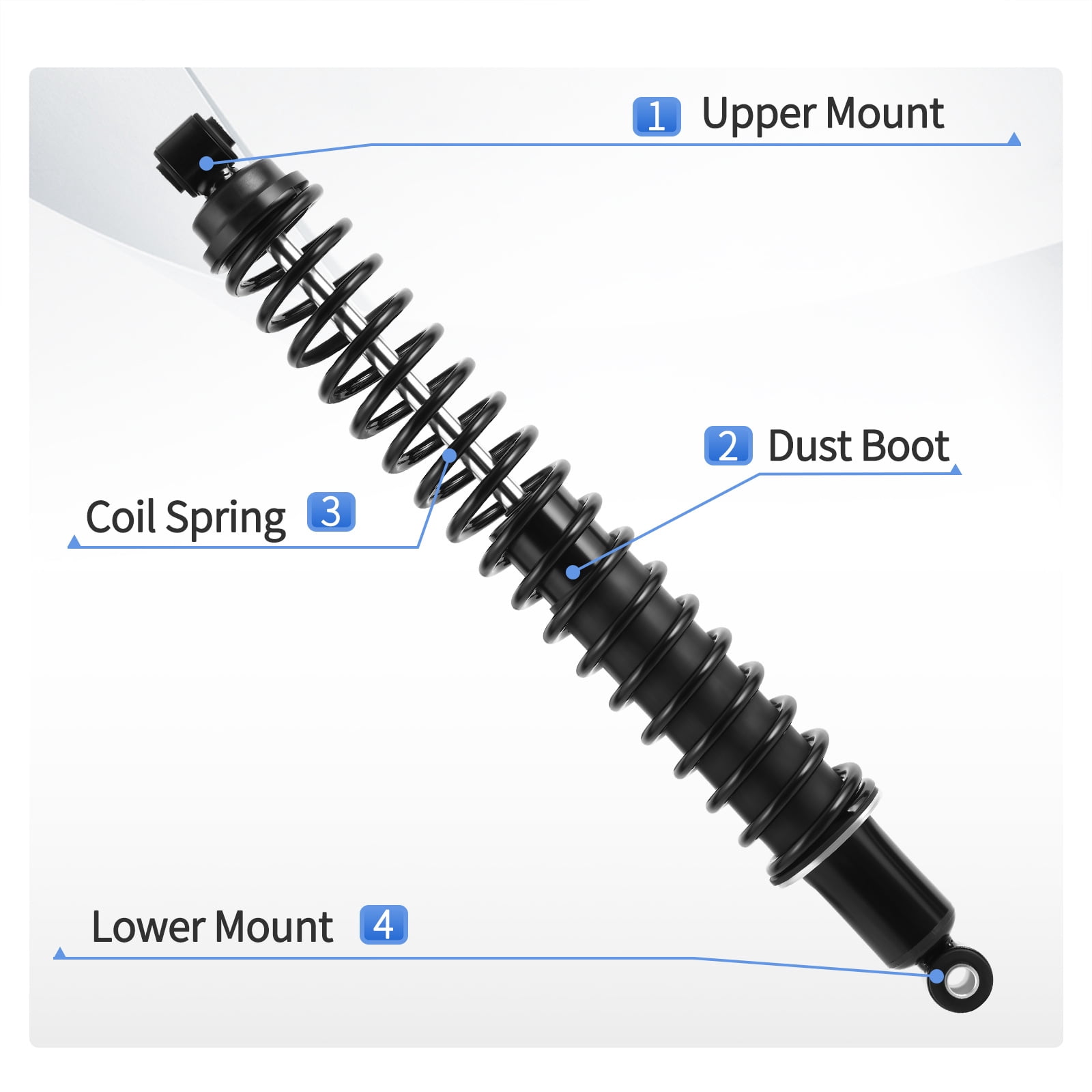 LEDKINGDOMUS Rear Load Shocks and Struts for 1994-2001 Dodge Ram 1500 4WD & 1994-2002 Dodge Ram 2500 4WD | Heavy-Duty Nitrocarburized Rod | Corrosion-Resistant Chrome Plating