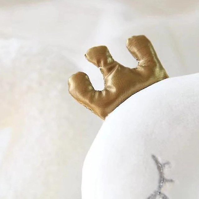 Almohada de peluche con forma de corona de princesa con forma de cisne blanco, 35 cm