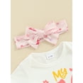 thumbnail image 5 of Jxzom Infant Baby Girl My First Easter Outfit 3 6 12 18 Months Short Sleeve Letter Print Romper Flare Pants Headband 3Pcs Clothes Set, 5 of 8