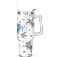 thumbnail image 2 of 40oz Cute Ocean Life Turtle Stainless Steel Flip Straw Tumbler Spill Proof Travel Cup Double Wall Vacuum Insulated Coffee Mug with Top Handle, 2 of 6
