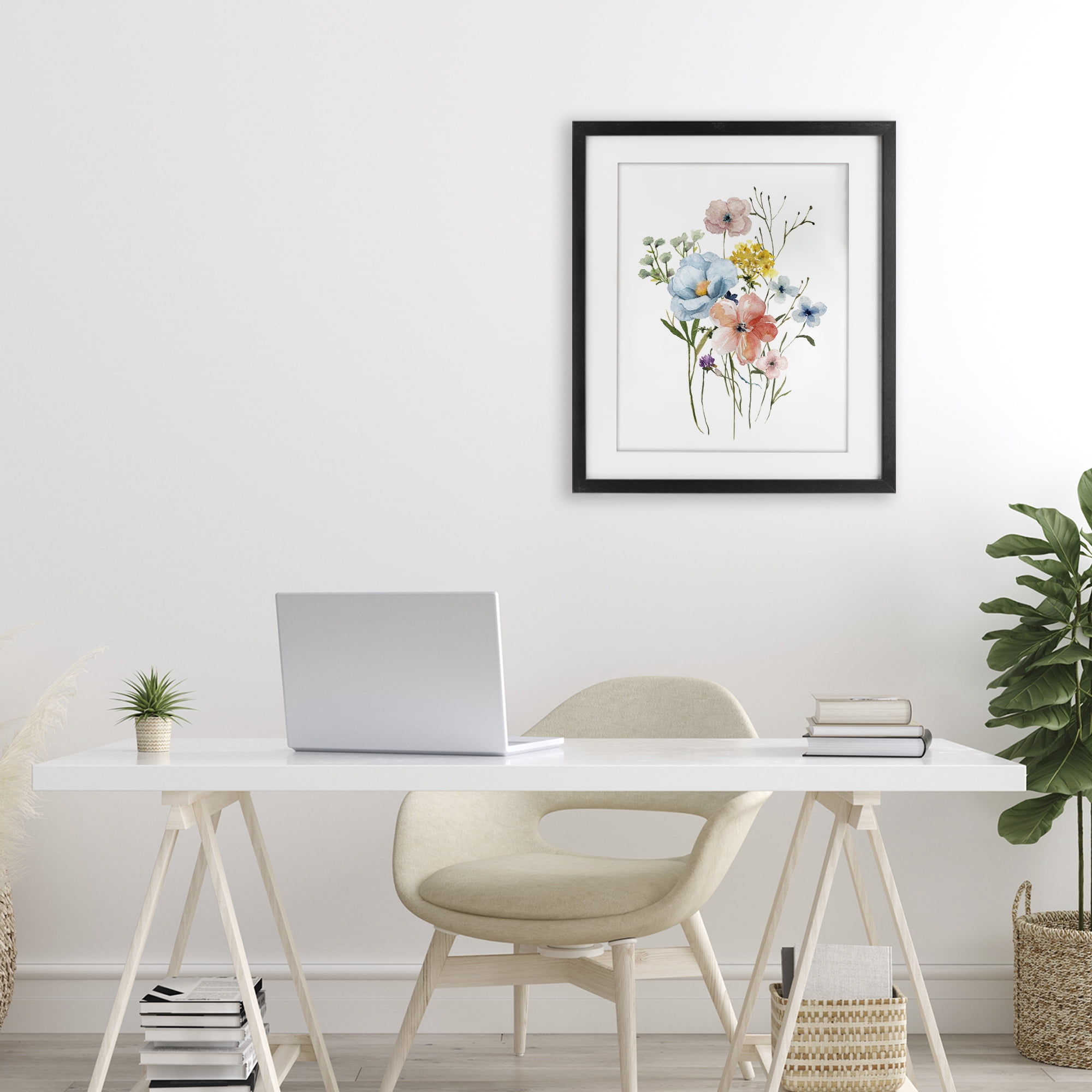 Stupell Industries Spring Meadow Wild Flowers Black Framed Print Under Glass, design by Livi Finn