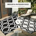 thumbnail image 4 of 5x8ft Outdoor Rug, Reversible Plastic Patio Rug Waterproof, Indoor Outdoor Carpet Clearance, Portable Small Area Carpet for Patio Deck Balcony Pool RV Camping Beach Picnic, Black & White, 4 of 7