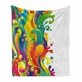 thumbnail image 1 of Psychedelic Soft Flannel Fleece Blanket, Digital Made Fluid Rainbow Color Paint Splash Contemporary Psychedelic Design, Cozy Plush for Indoor and Outdoor Use, 70" x 90", Multicolor, by Ambesonne, 1 of 6