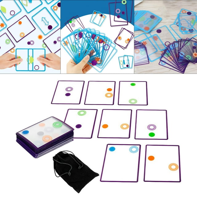 Tarjeta superpuesta Montessori, tarjetas Swish, desarrollo educativo, rompecabezas, juego de cartas para juegos, actividad de interacción infantil Negro Púrpura