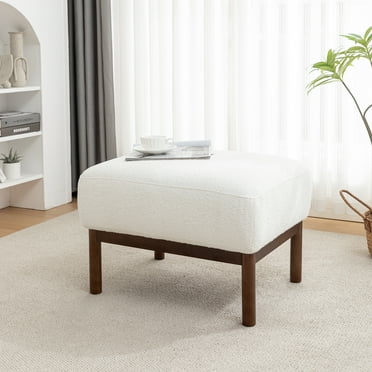 Wovenbyrd Churchill 25" Rectangle Pillowtop Ottoman - Cream Boucle Performance Fabric