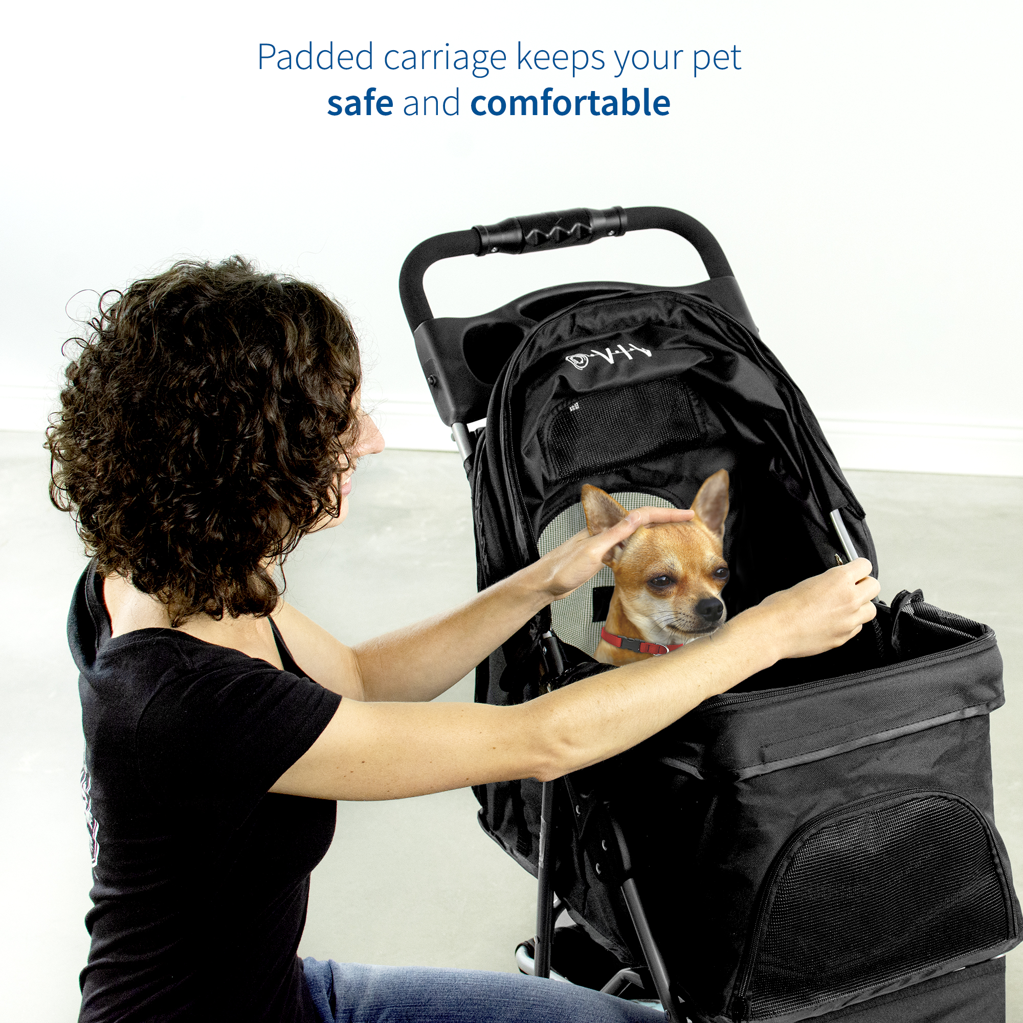 VIVO Black 3 Wheel Pet Stroller / Cat & Dog Foldable Carrier Strolling Cart - image 5 of 6