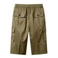 thumbnail image 4 of Big and Tall Men's Cotton Capri Pants 3/4 Lenght Pants Elastic Waist Workout Cargo Hiking Shorts with Pockets, 4 of 7