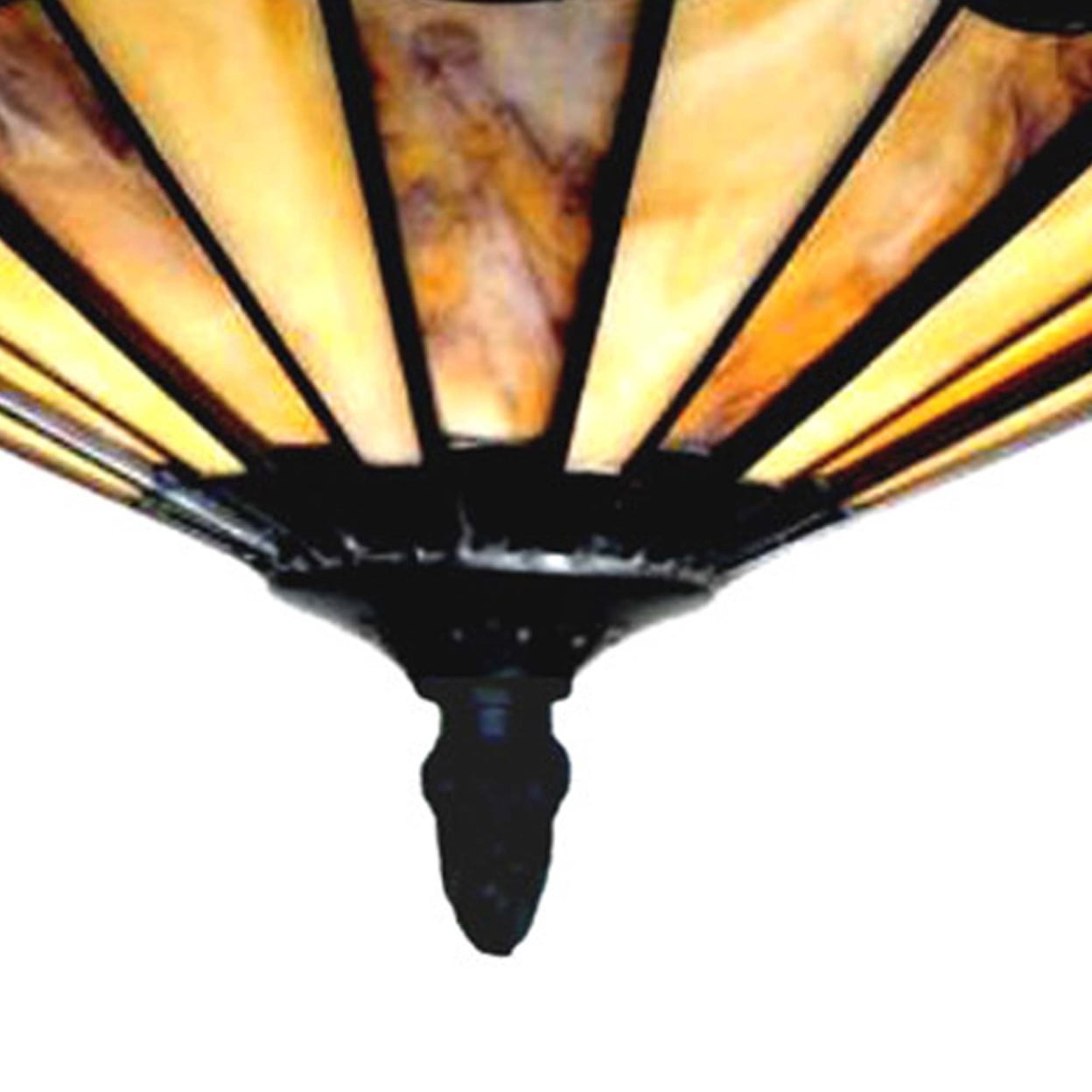 Tiffany Style Mission Semi Flush Mount Ceiling Fixture, Bronze