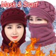 thumbnail image 2 of Gorros de invierno de lana Coral, gorros para mujer, bufanda, gorro de punto de lana transpirable cálido para mujer, gorros de protección de doble capa Gao Jinjia LED, 2 of 2