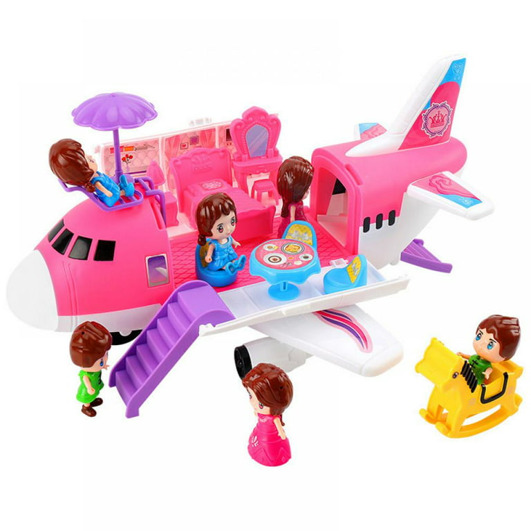 Toys for Girls,Pink Airplane Toy Toddler Toys for 2 3 Year Old Girls  Boys,Large Kids Toys Transforming Playset Girl Toys,Storage Airplane Toys  for