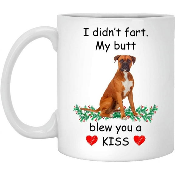 Funny Pet Lover Gifts Boxer Red Blew You A Kiss Christmas 2022 Gifts White Coffee Mug White 11oz