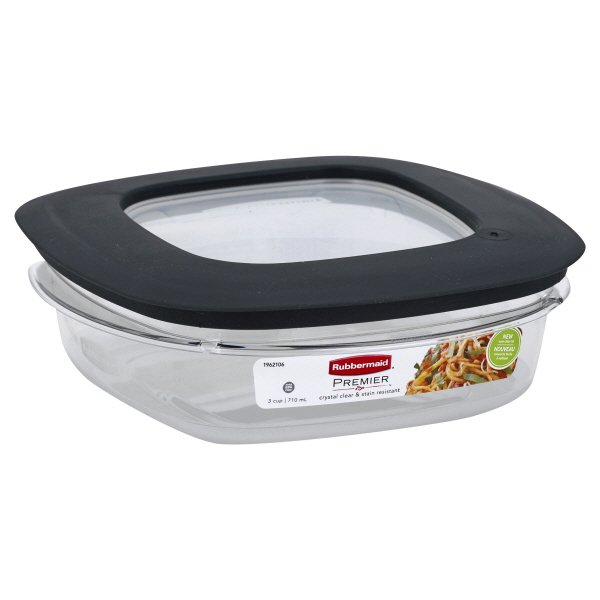 Rubbermaid 1937648 3 Cup Square Premier Plastic Storage Container w