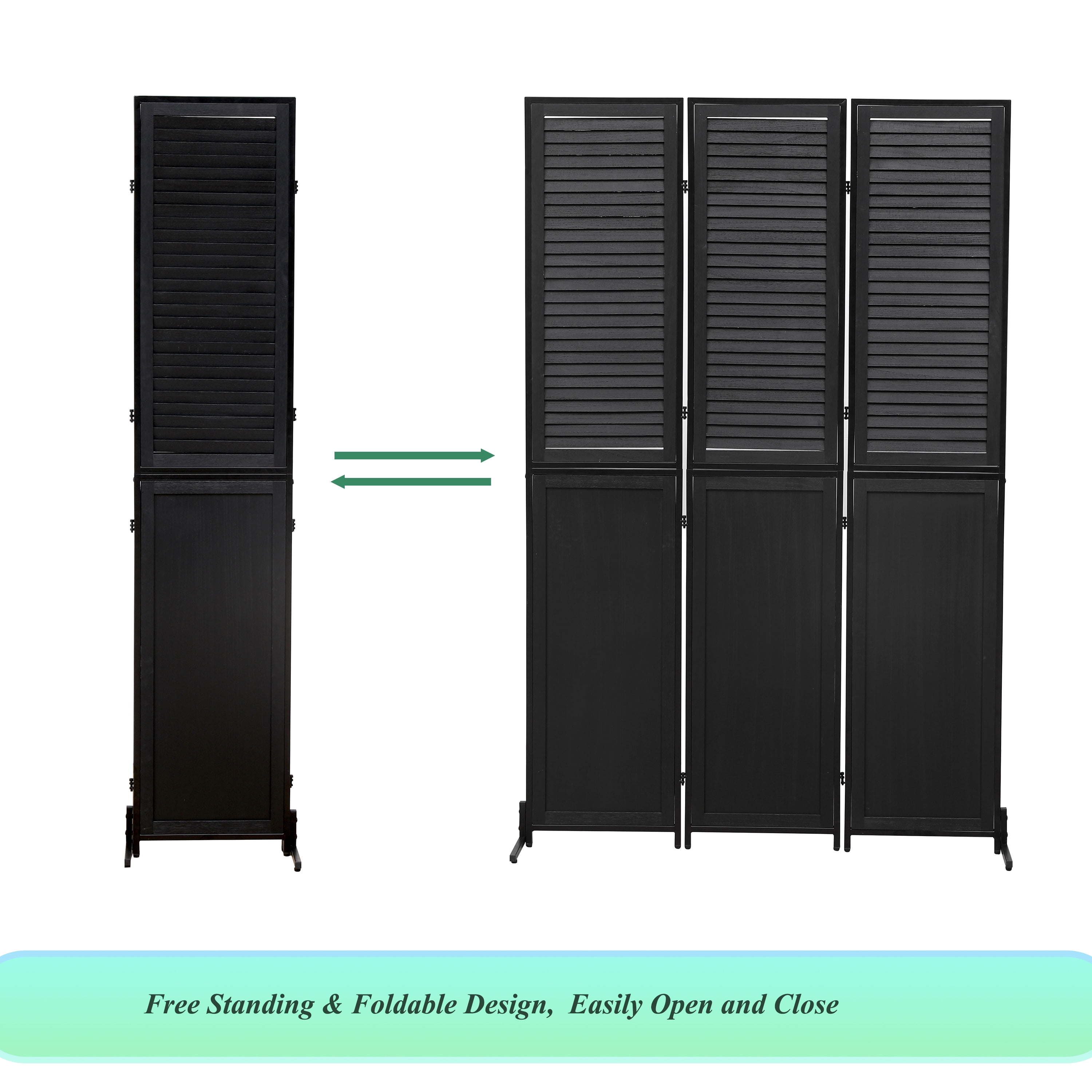 LiviNest 3 Panel Room Divider 6Ft: Free Standing Privacy Screen for Studio Apartments & Shared Spaces - Wood & Metal Folding Partition with Louver Design for Bedroom, Living Room & Home Office