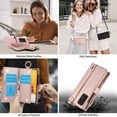thumbnail image 5 of ELEHOLD For Samsung Galaxy A53 5G Phone Case Leather Crossbody Zipper Card Wallet Flip Case Kickstand Cover, with Ring Holder,Full Body Protection-Rosegold, 5 of 7