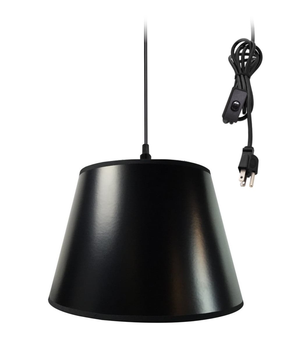 Hanging Swag Pendant PlugIn One Light Black/Gold Shade