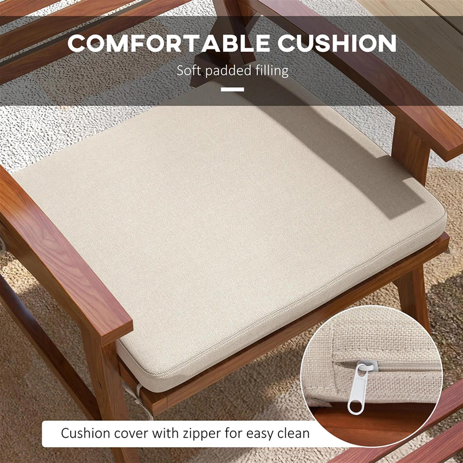 Demi Bonn 4-Piece Outdoor Conversation Set Patio Furniture, 2 Acacia Wood Slatted Chairs with Cushions & Ottomans for Balcony Porch, Brown