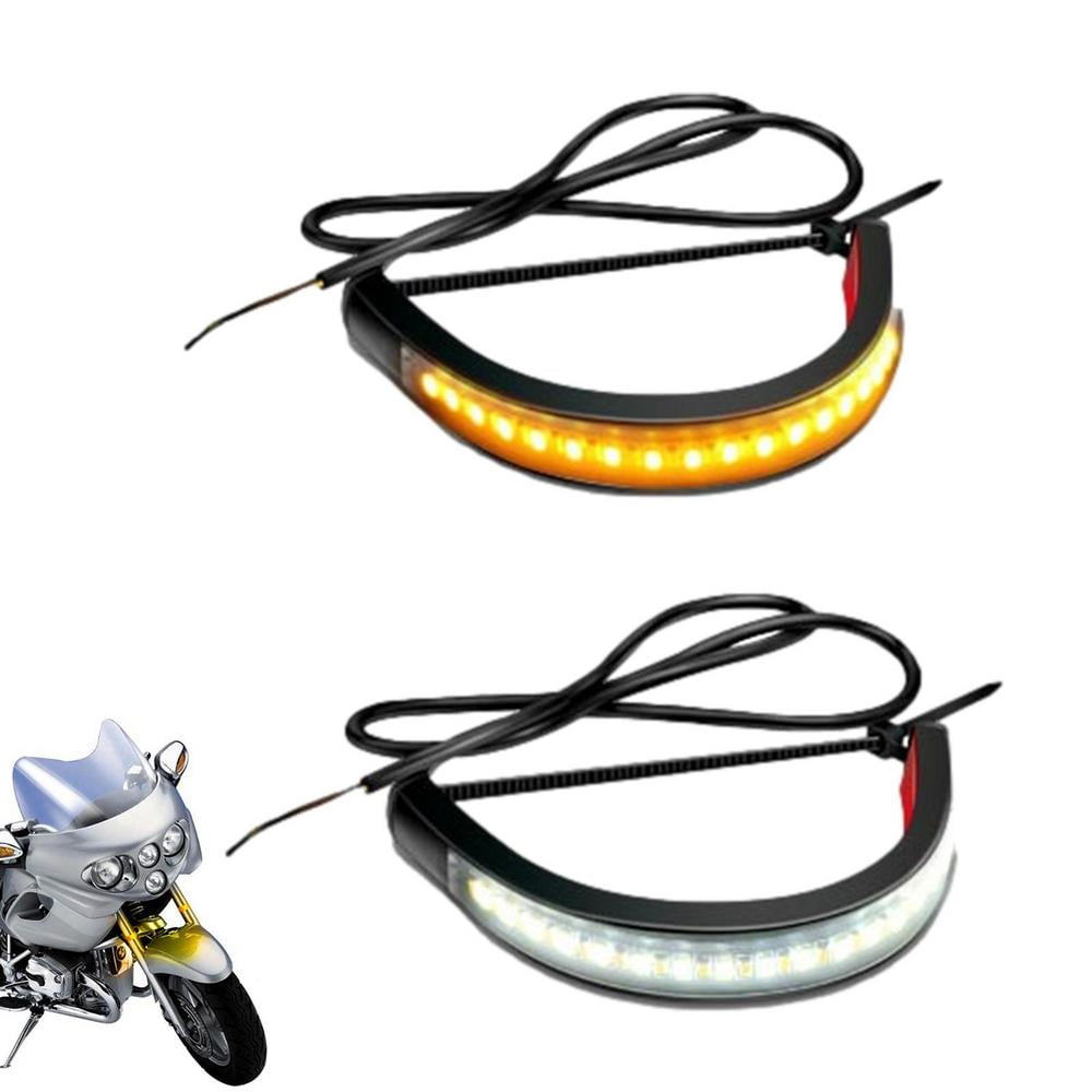 Tohuu LED Tail Light Strip Motorcycle Plate Light Brake Stop Strip Motorcycle Light Bar White and Yellow Two-Color Suspension Light Bar Signal Indicator Light workable - Walmart.com