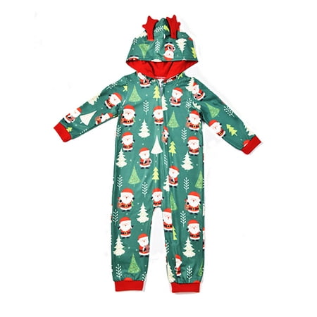 

Fesfesfes Xmas Pjs Parent-Child Outfit Baby Printed Blouse Hooded Rompers Xmas Family Matching Pajamas Set On Sale
