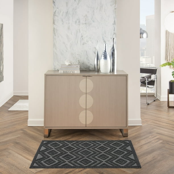 Nourison Versatile Indoor/Outdoor Charcoal/Black 2' x 4' Area Rug, (2x4